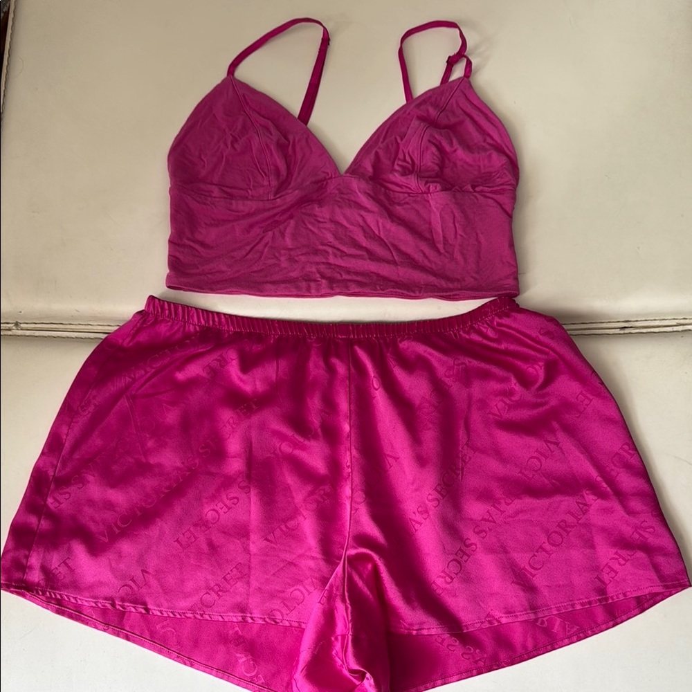 Victoria's Secret Pink Pajama Set Satin Finish